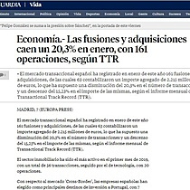 Las fusiones y adquisiciones caen un 20,3% en enero, con 161 operaciones, segn TTR